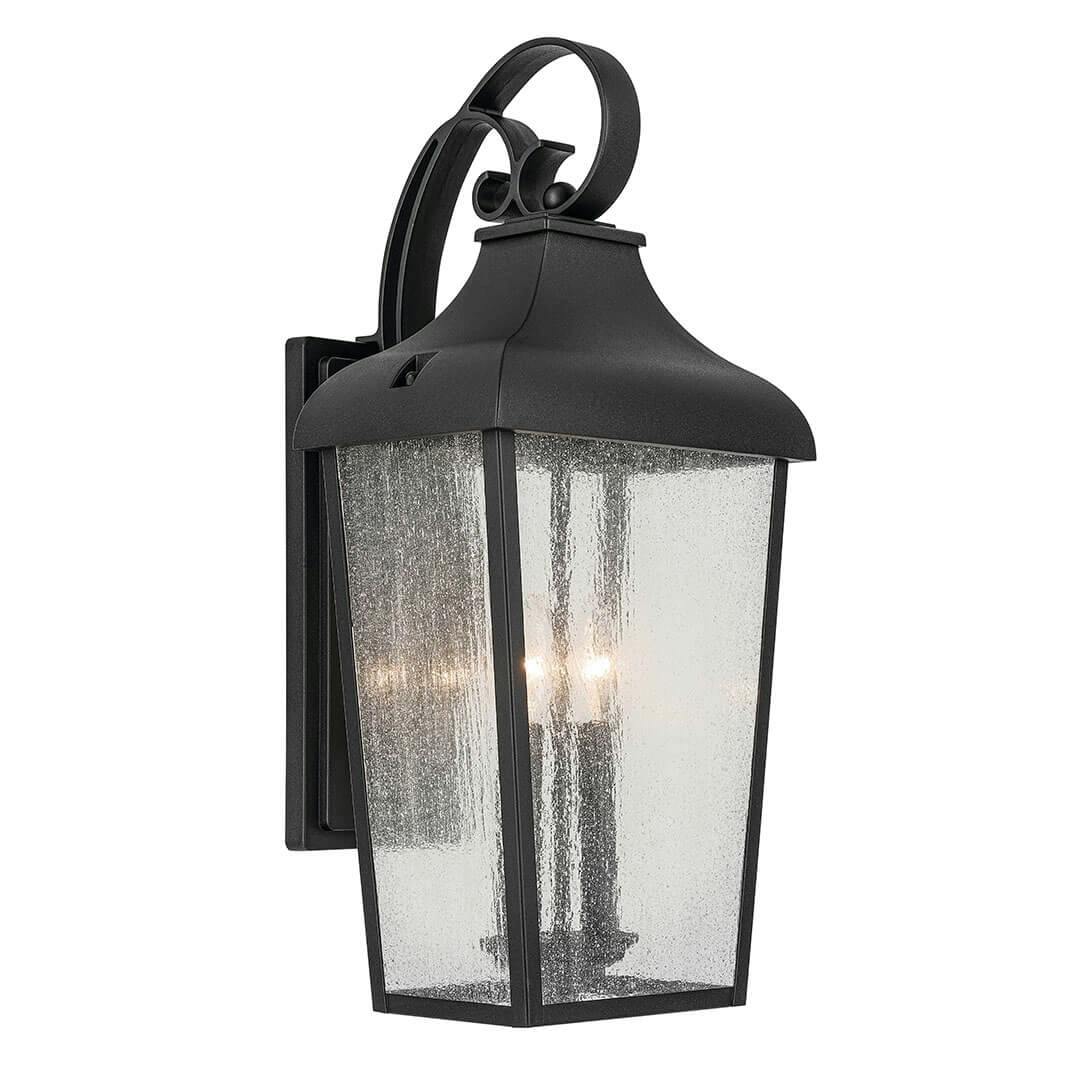 The Forestdale 21.5" 2-Light Outdoor Wall Light in Textured Black on a white background