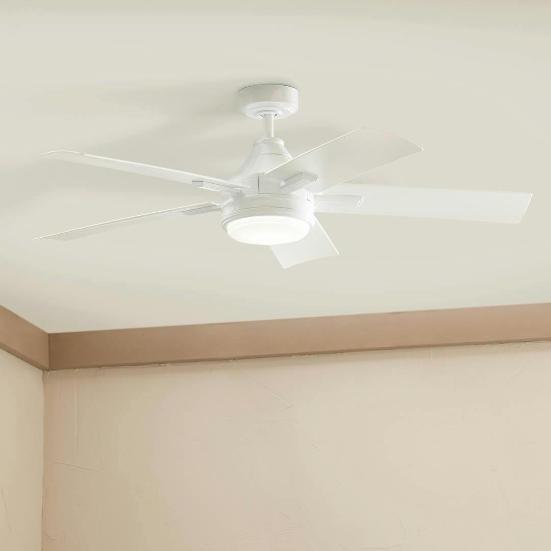 Close up view of the 52" Tide Outdoor Ceiling Fan White on a white background