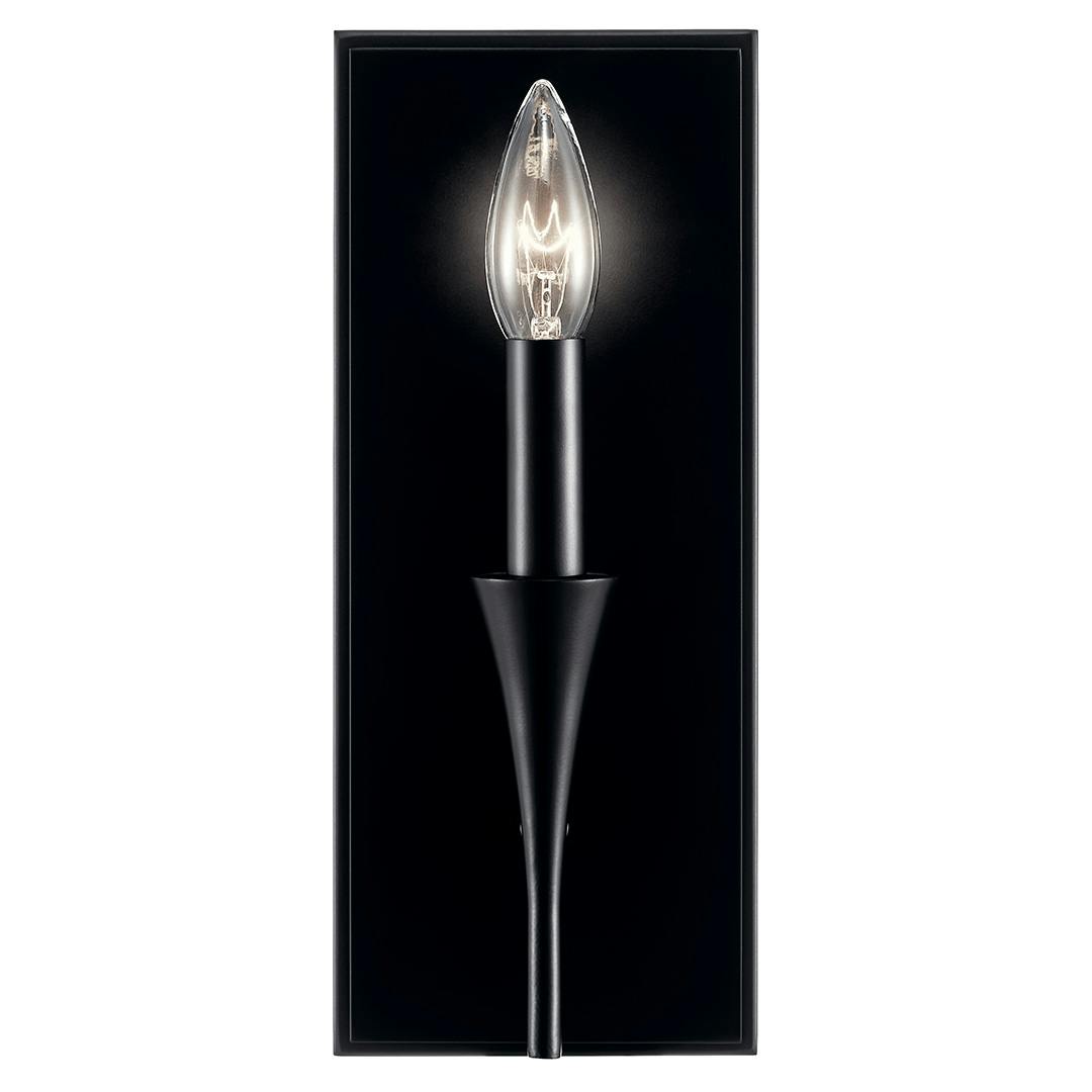 Front view of the Alvaro 11.5 Inch 1 Light Wall Sconce in Black on a white background