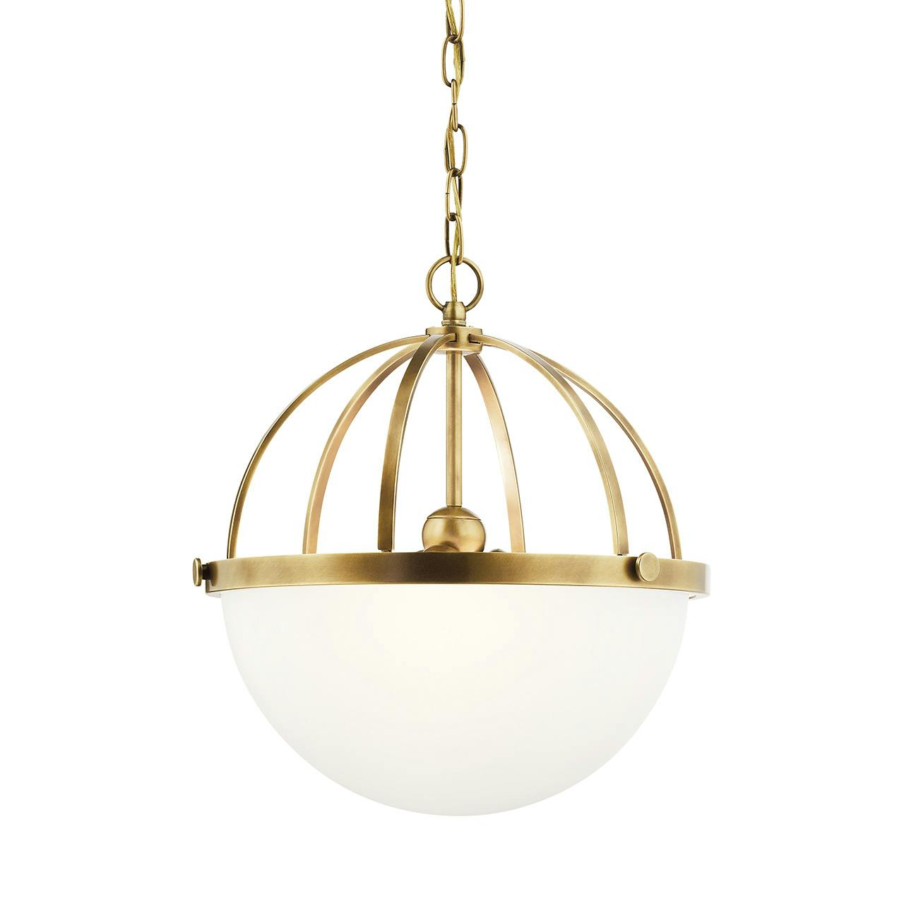 Edmar™ 3 Light Pendant Natural Brass without the canopy on a white background