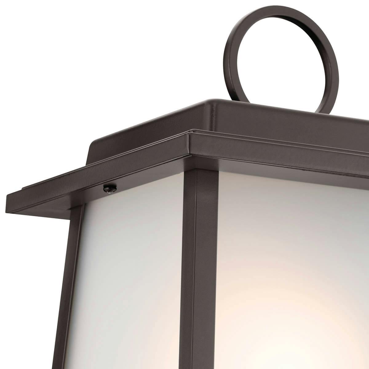 Close up view of the Noward 7.5" Post Lantern Olde Bronze on a white background