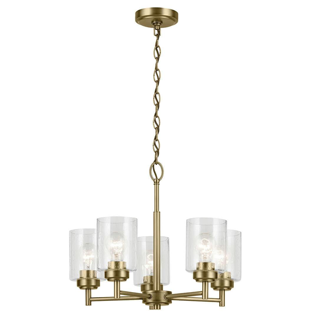 The Winslow 16.25" 5-Light Chandelier in Natural Brass on a white background