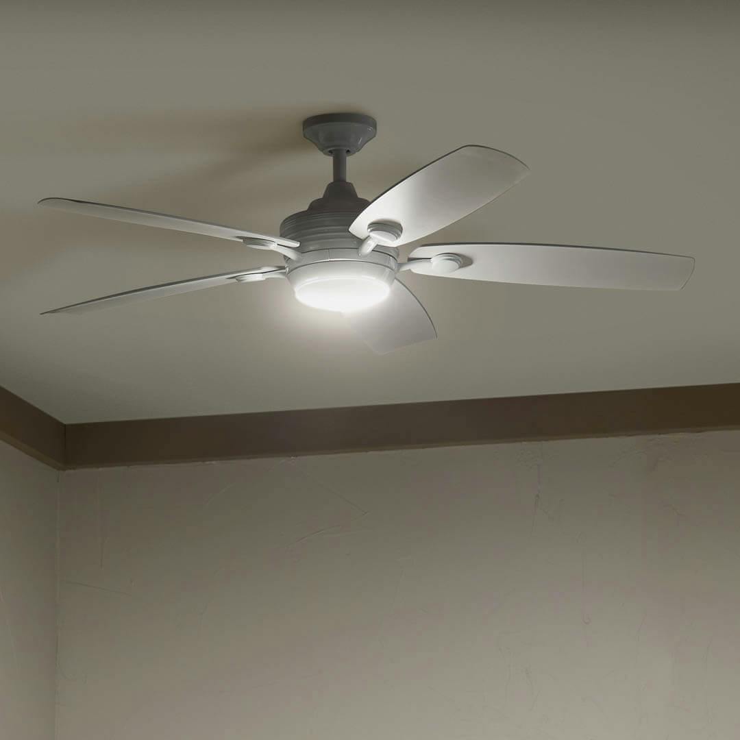 Night time interior with 56" Tranquil 5 Blade LED Outdoor Ceiling Fan White