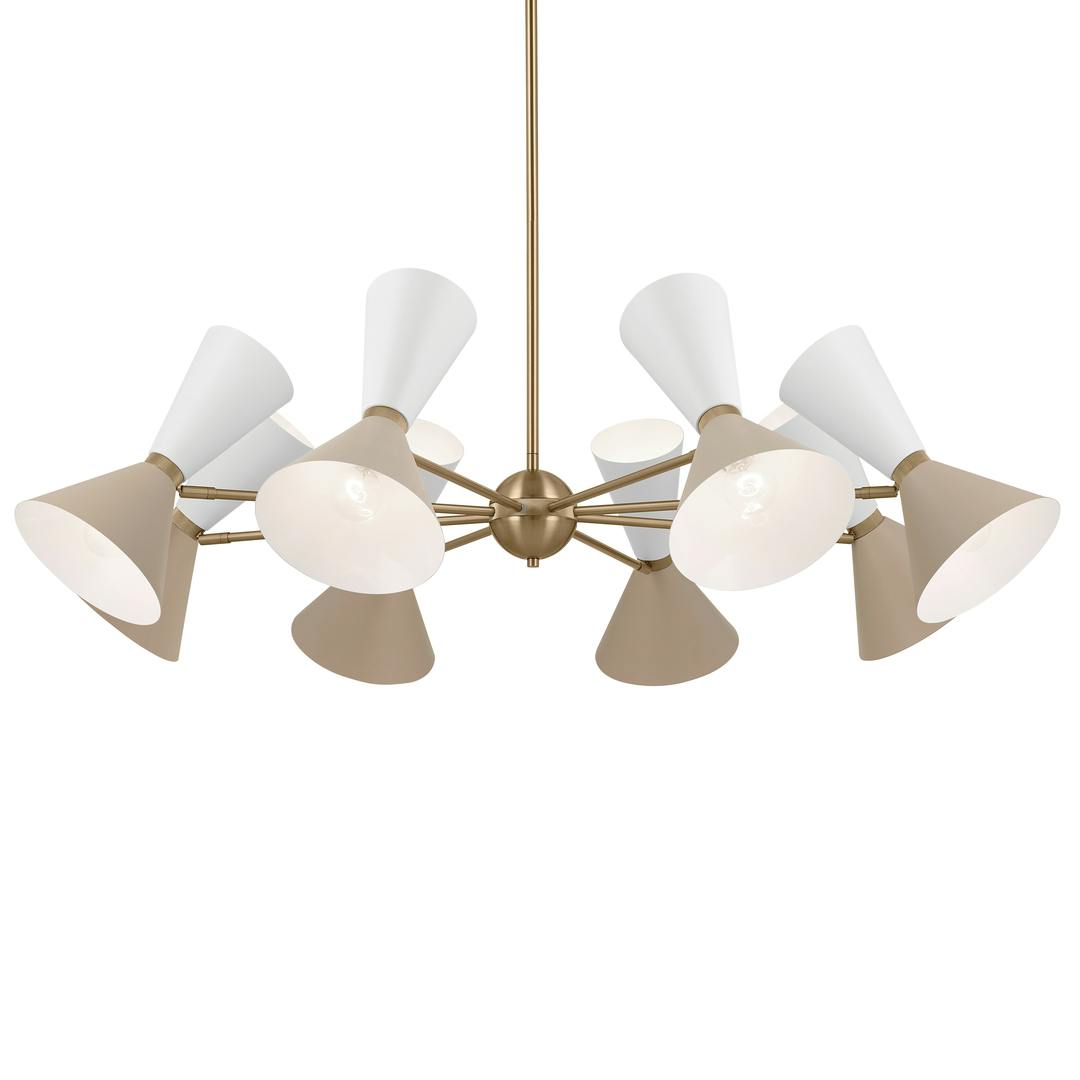 Phix 48.75 Inch 16 Light Chandelier in Champagne Bronze with Greige and White on a white background