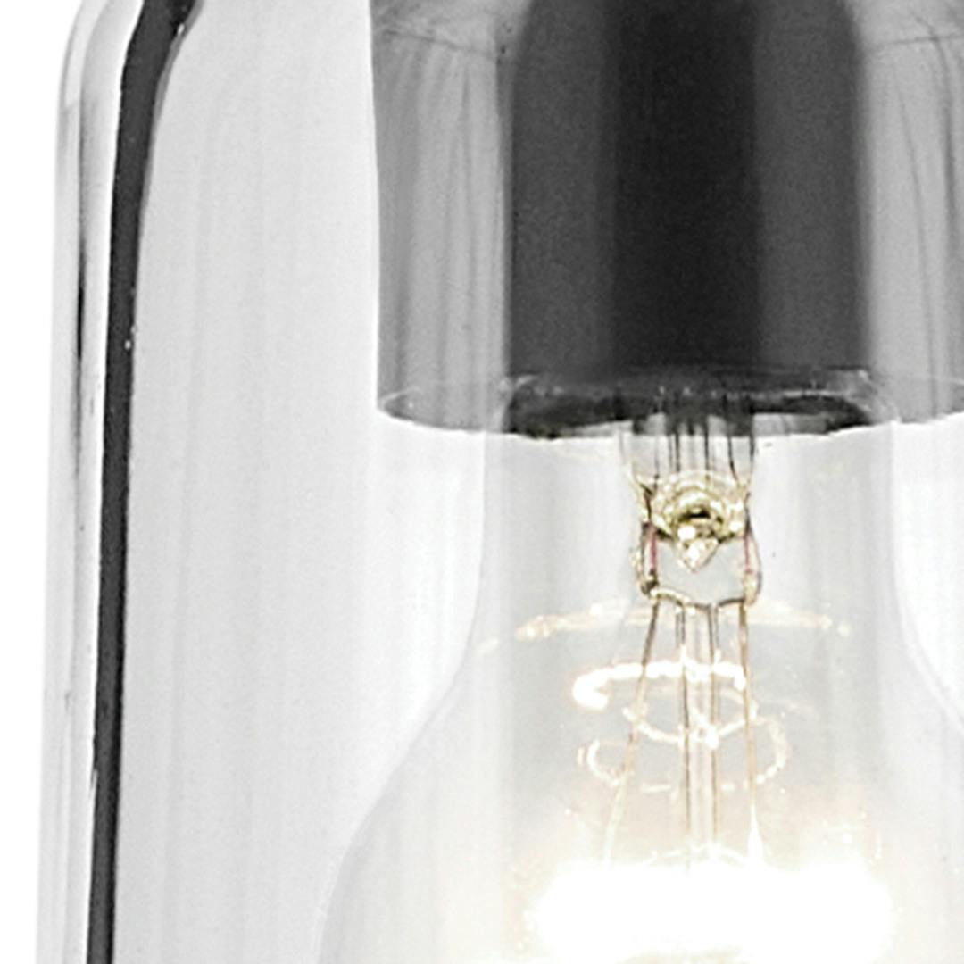 Close up view of the Shailene 11.25" 1-Light Mini Bell Pendant with Clear Glass in Black on a white background