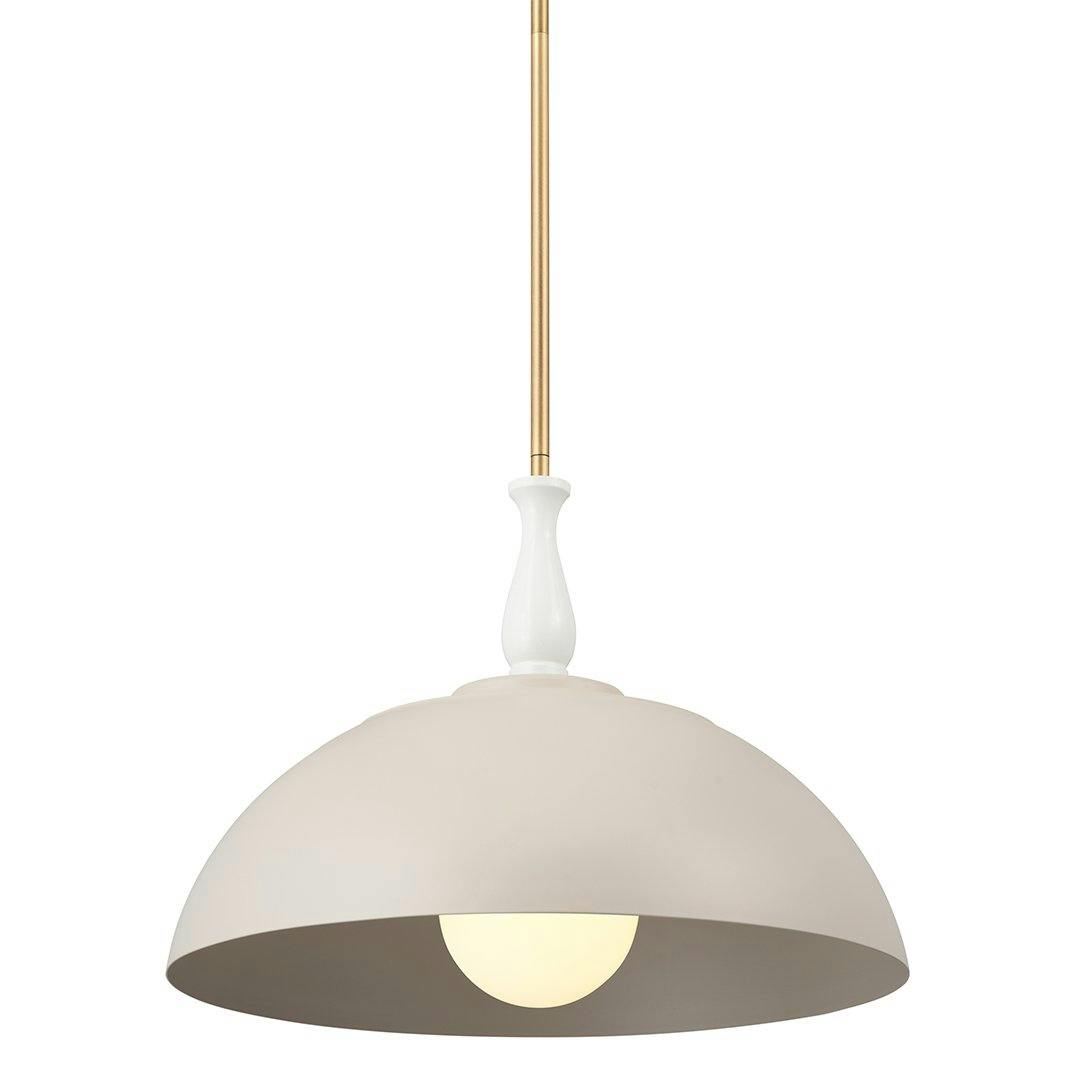 Fira 1 Light Pendant Greige, White and Natural Brass on a white background