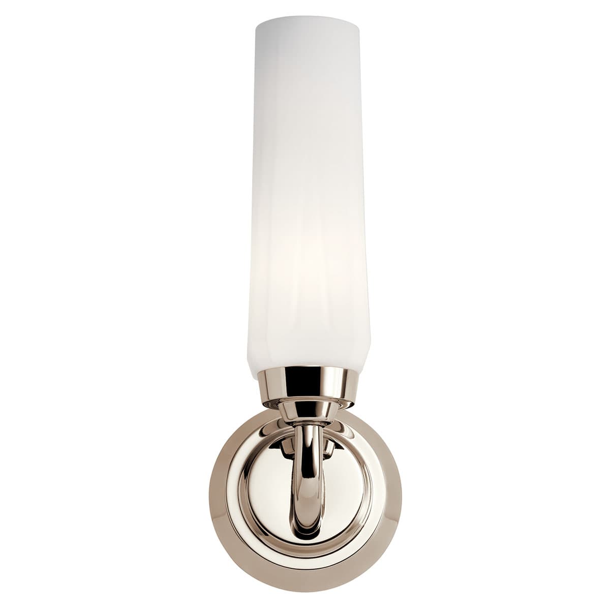 Front view of the Truby 1 Light Wall Sconce Polished Nickel on a white background