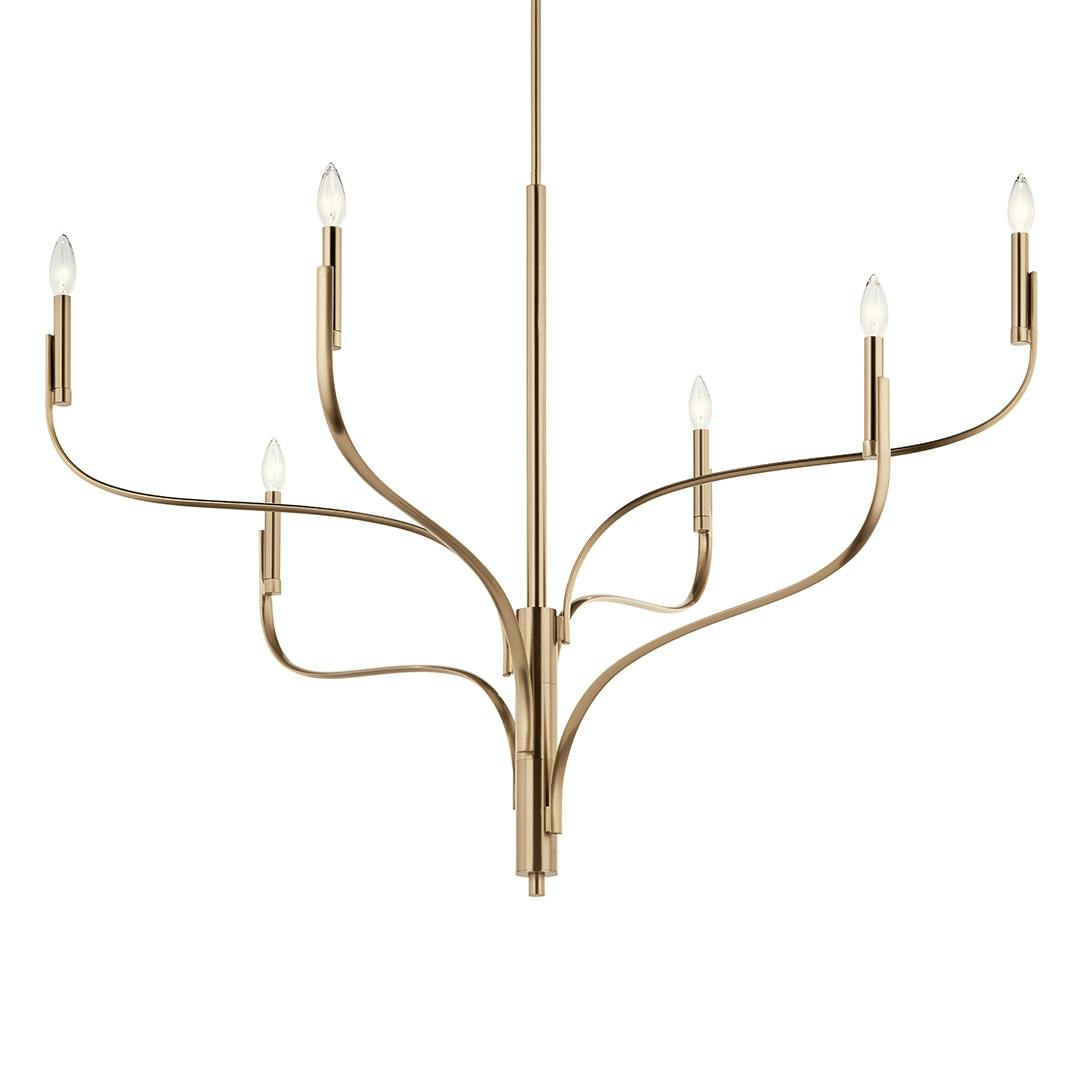 The Livadia 47.25 Inch 6 Light Chandelier in Champagne Bronze on a white background