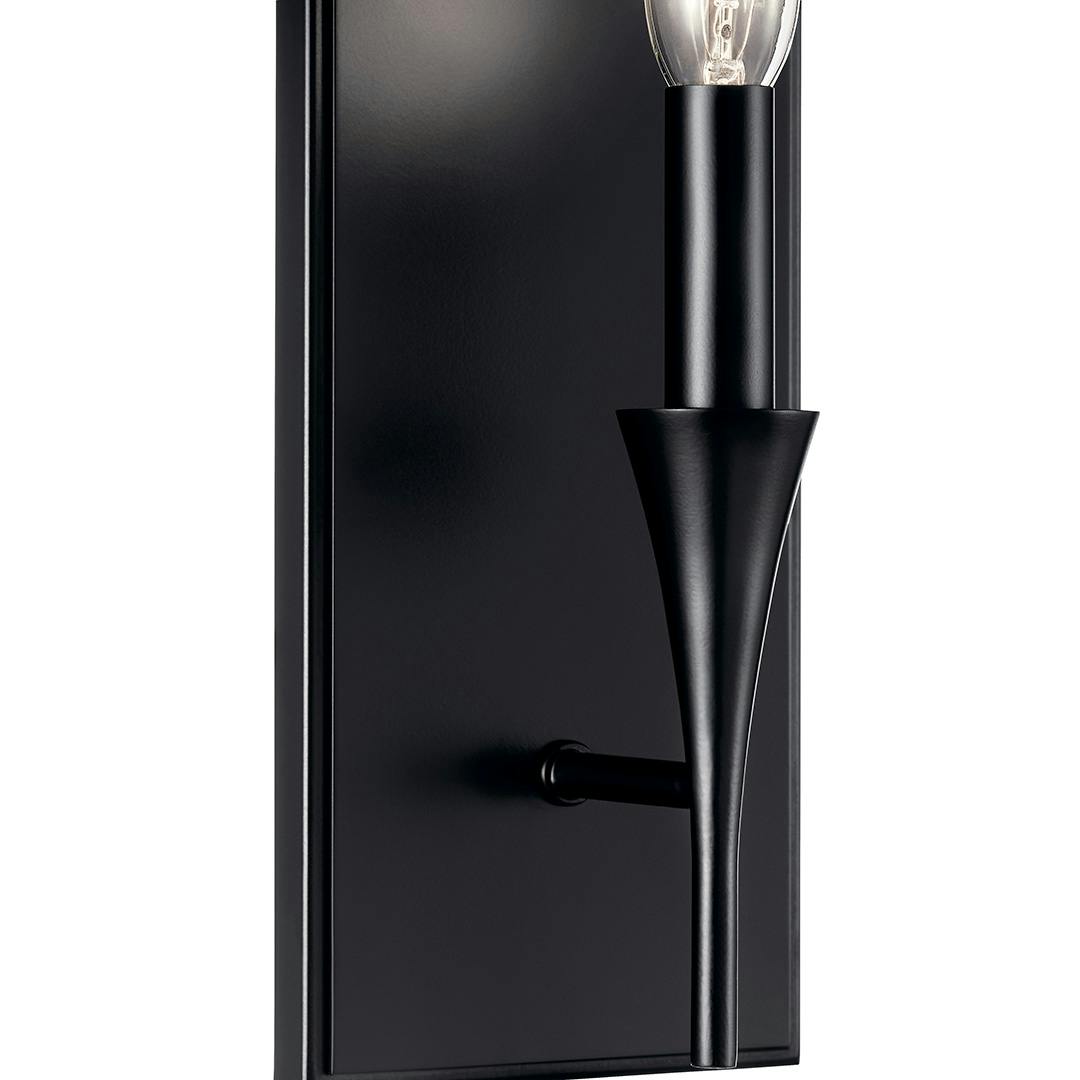 Close up of the Alvaro 11.5 Inch 1 Light Wall Sconce in Black on a white background