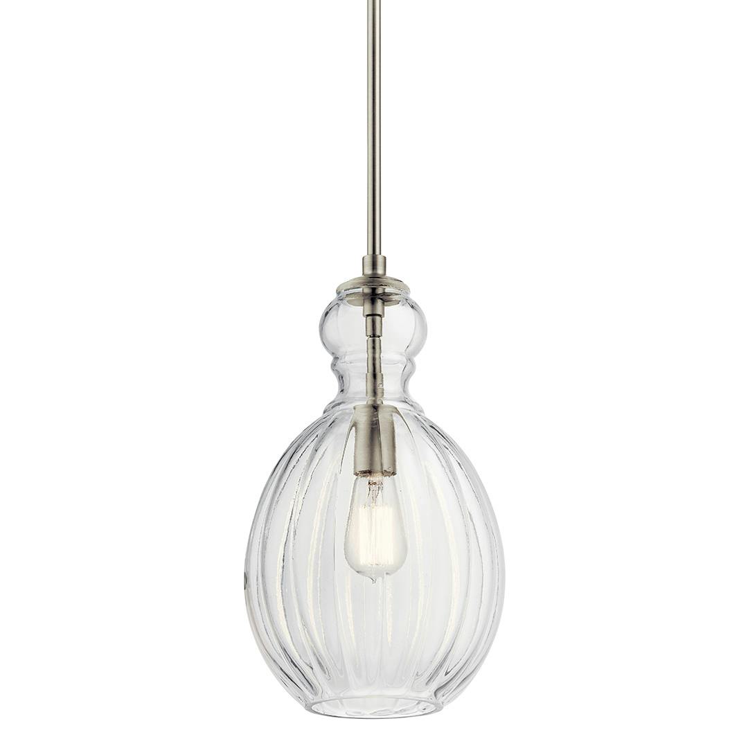 Riviera 16" 1 Light Pendant in Nickel on a white background