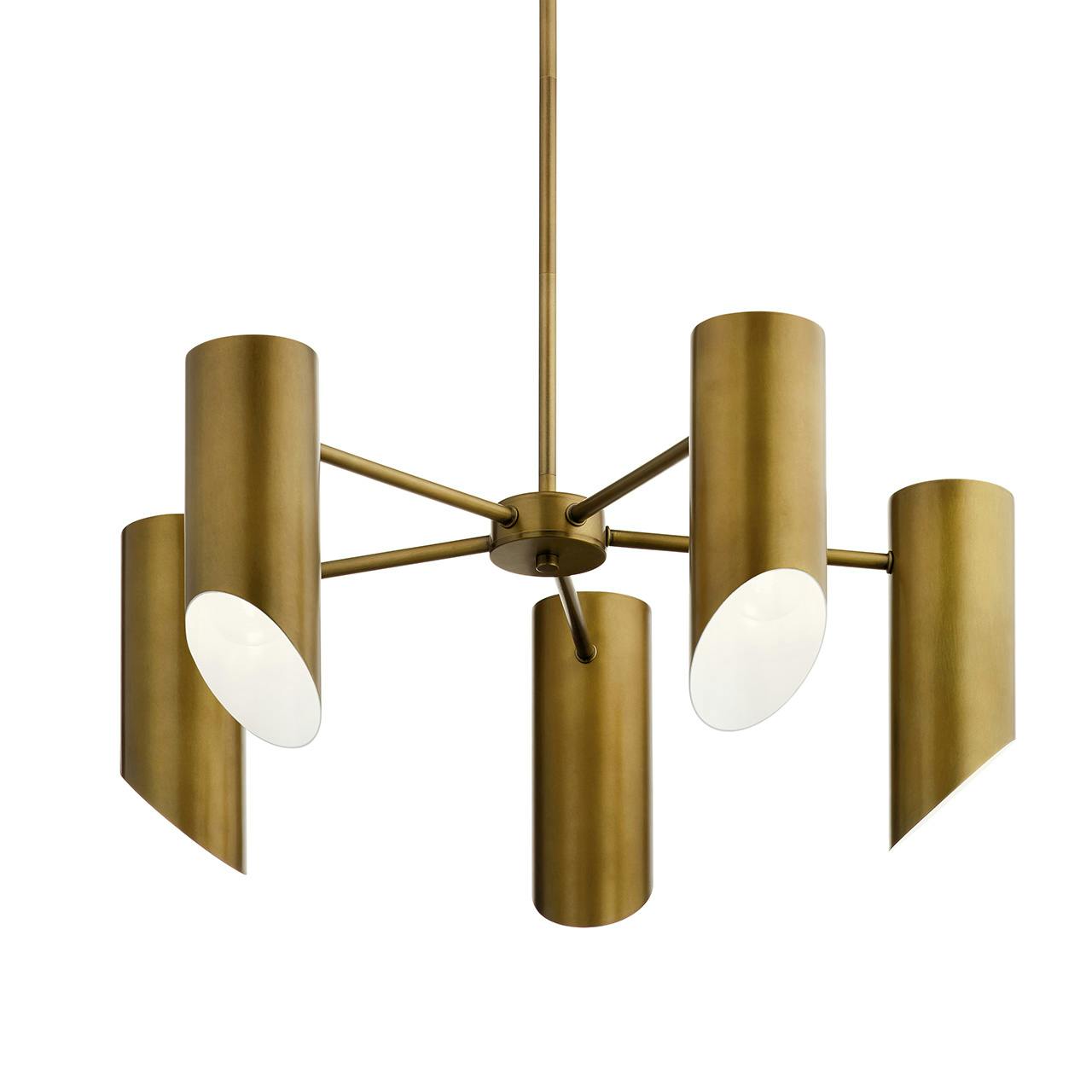 Trentino 5 Light Chandelier Natural Brass without the canopy on a white background