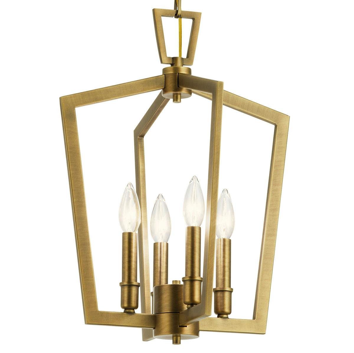 Close up view of the Abbotswell 19" 4 Light Pendant Brass on a white background