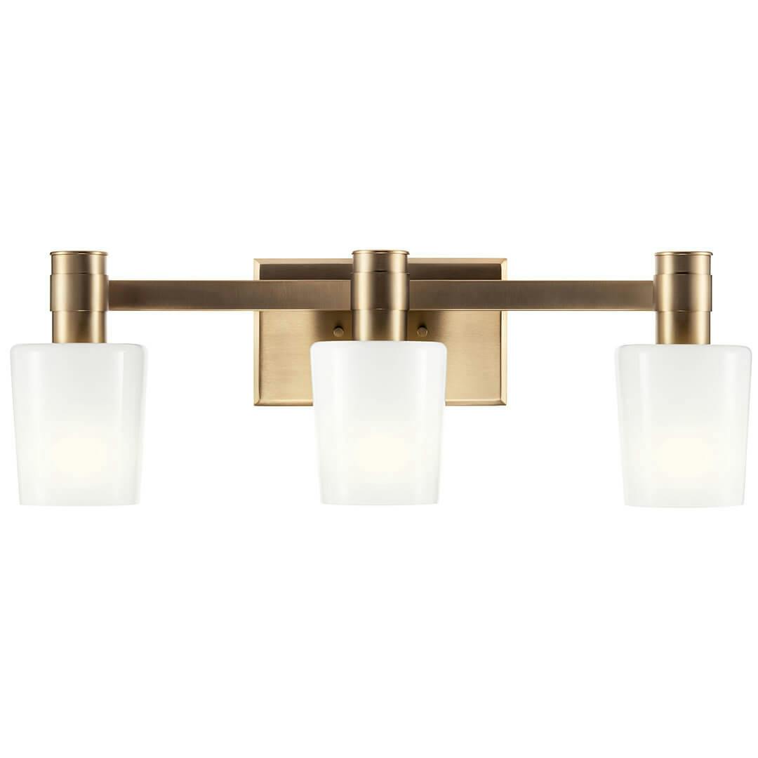 Front view of the Adani 24 Inch 3 Light Vanity Light with Opal Glass in Champagne Bronze on a white background