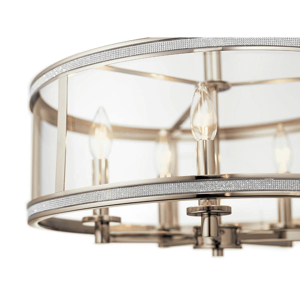 Close up view of the Angelica™ 5 Light Pendant Polished Nickel on a white background