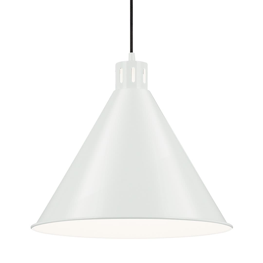 The Zailey 14.25" 1-Light Cone Pendant in White on a white background