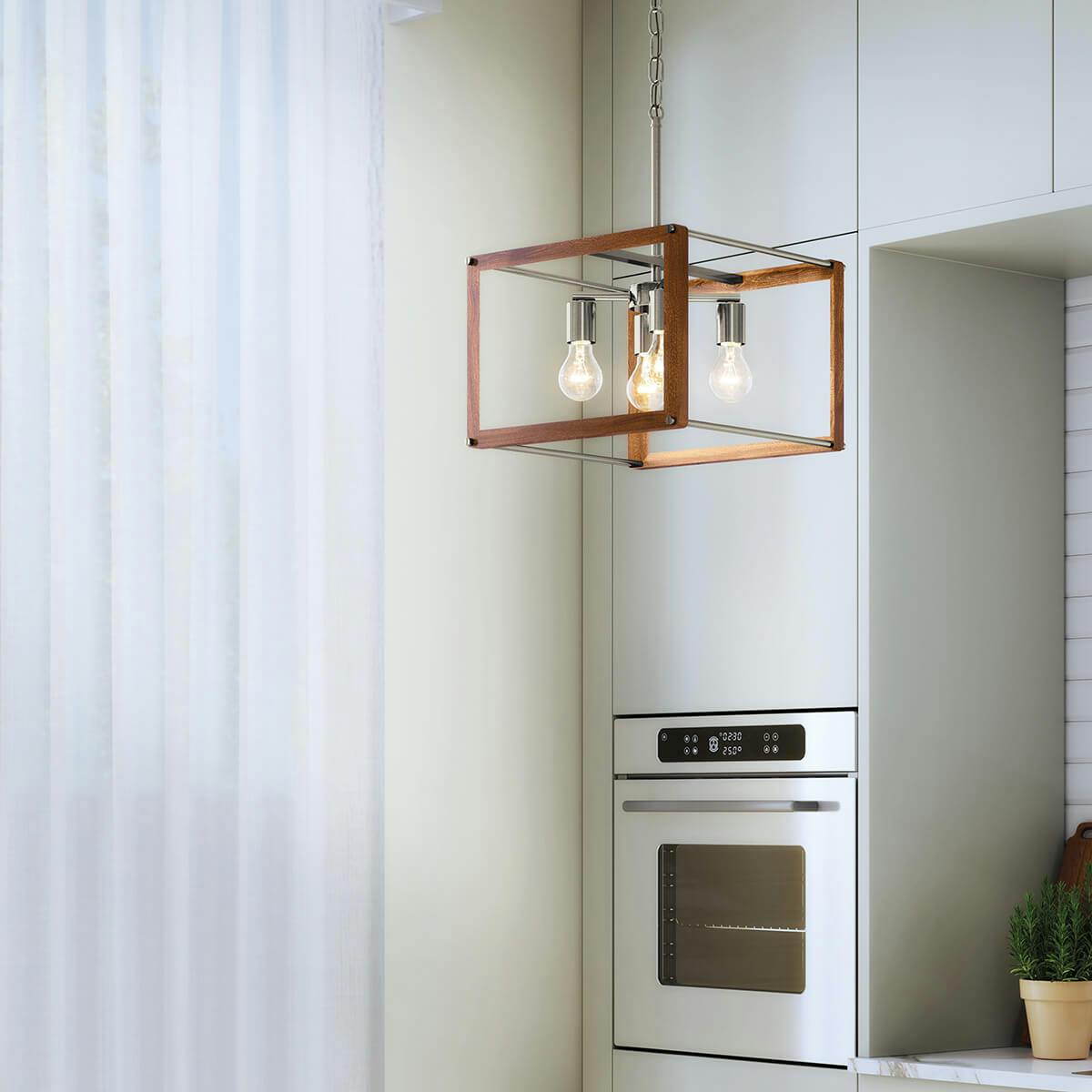 Day time kitchen with Chatwin 4 Light Square Pendant Brushed Nickel